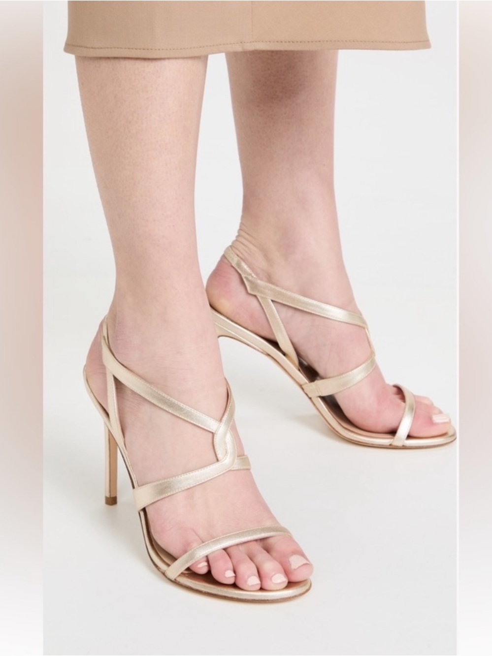Stuart Weitzman Strappy Metallic Gold High Heels